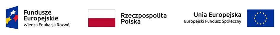 zdjęcie przedstawia logo Funduszy Europejskich,  flaga Polski obok napis Rzeczypospolita Polska oraz flagę Unii Europejskiej obok napis Europejski Fundusz Społeczny